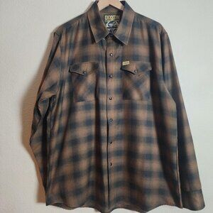 Dixxon Flannel Shirt Mens XL Brown Black Plaid The Chachi Long Sleeve D-Tech